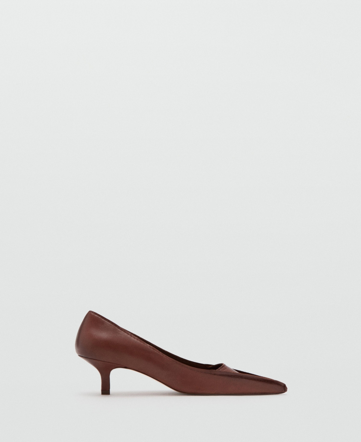 Mango Women's Kitten-Heel Leather Shoes - Brown | Macy's