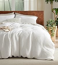 Bedsure Cotton Duvet Cover Set - 100% Cotton Waffle Weave Coconut White Duvet Cover Oversized Que... | Amazon (US)