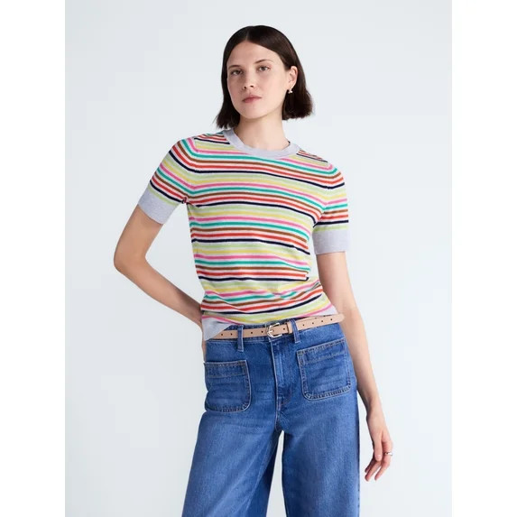 Free Assembly Women's and Women's Plus Cozy Yarn Sweater Tee with Short Sleeves, Sizes XS-4X | Walmart (US)