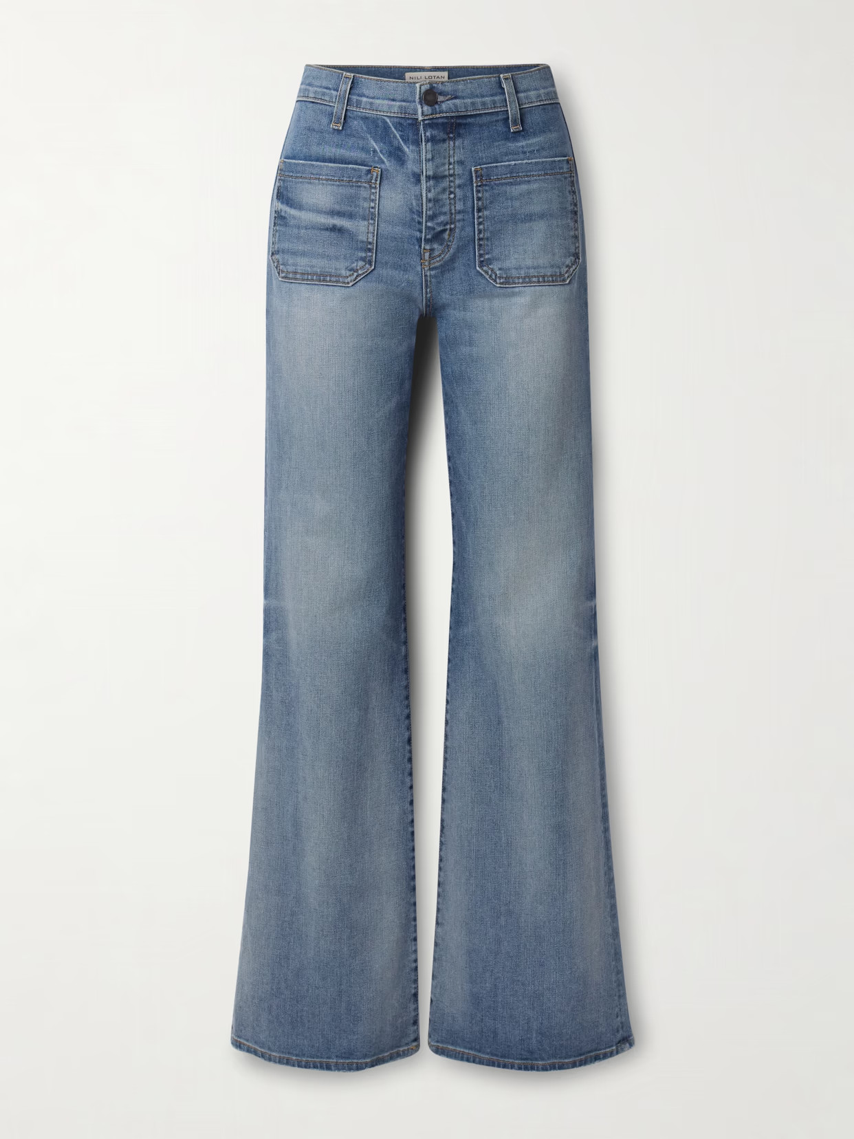 Nili Lotan - Florence Distressed High-rise Flared Jeans - Blue | NET-A-PORTER (US)