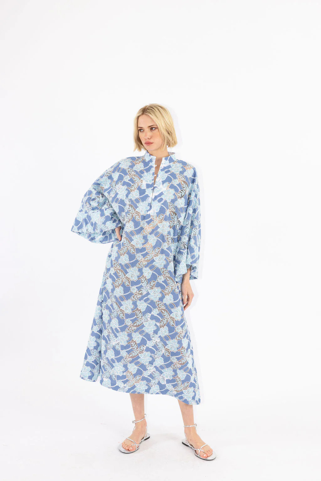 capri blue floral maxi caftan | La Vie Style House