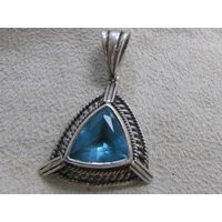 Sterling Silver & Faceted Blue Stone Pendant + | Etsy (US)