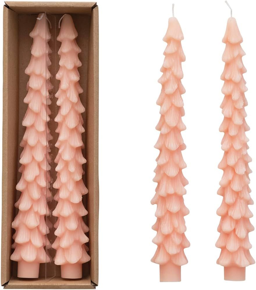 Creative Co-Op Unscented Tree Shaped Taper Candles, Pink, Boxed Set Of 2 | Amazon (US)