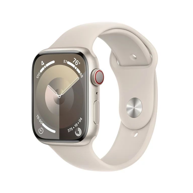 Apple Watch Series 9 GPS + Cellular 45mm Starlight Aluminum Case with Starlight Sport Band - S/M | Walmart (US)