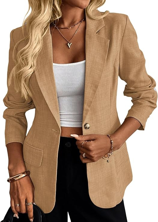 Mina Self 2026 Summer Women's Casual Blazer Jacket - Lightweight Fully-Lined Open-Front Slim-Fit ... | Amazon (US)