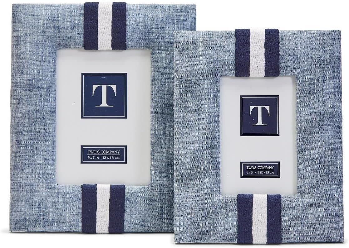 Two's Company Yacht Club Set of 2 Center Stripe Photo Frames | Amazon (US)