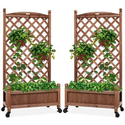 Best Choice Products Set of 2 48in Wood Planter Box & Diamond Lattice Trellis, w/ Drainage, Optio... | Target