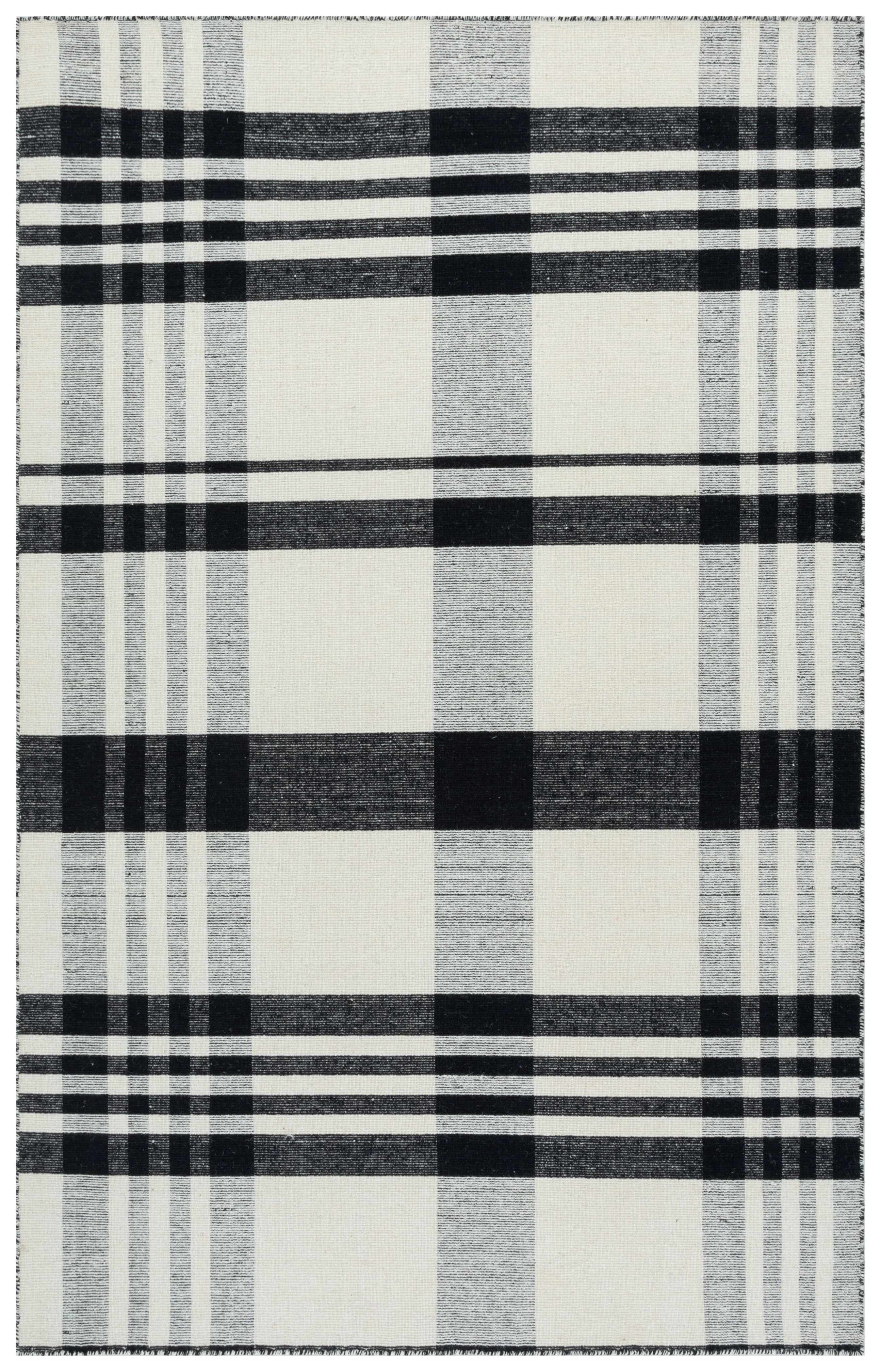 Striped Kilim 902 Hand Loomed 80% Wool; 20% Cotton Plaid Rug | Wayfair North America