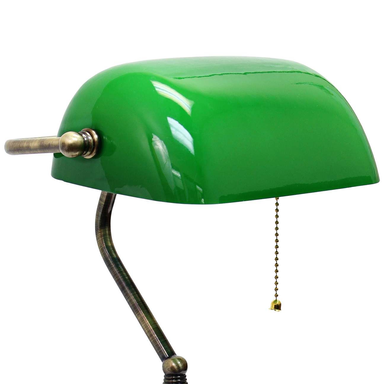 Locust Antique Nickel and Green Glass Banker's Desk Lamp | Lamps Plus