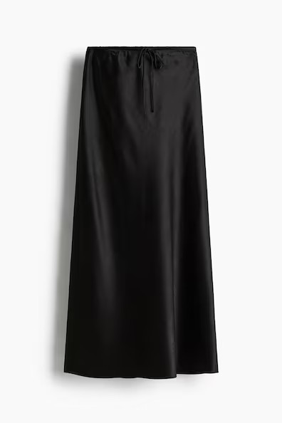 H & M - Satin drawstring skirt - Black | H&M (UK, MY, IN, SG, PH, TW, HK)
