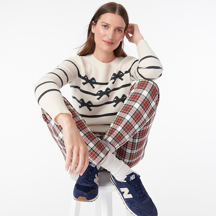 Cashmere crewneck sweater with bow stripes | J. Crew US