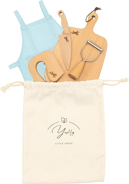 Kids Cooking Sets Real, 6 Piece Wooden Cooking Set for Kids with Montessori Kitchen Tools & Kids ... | Amazon (US)