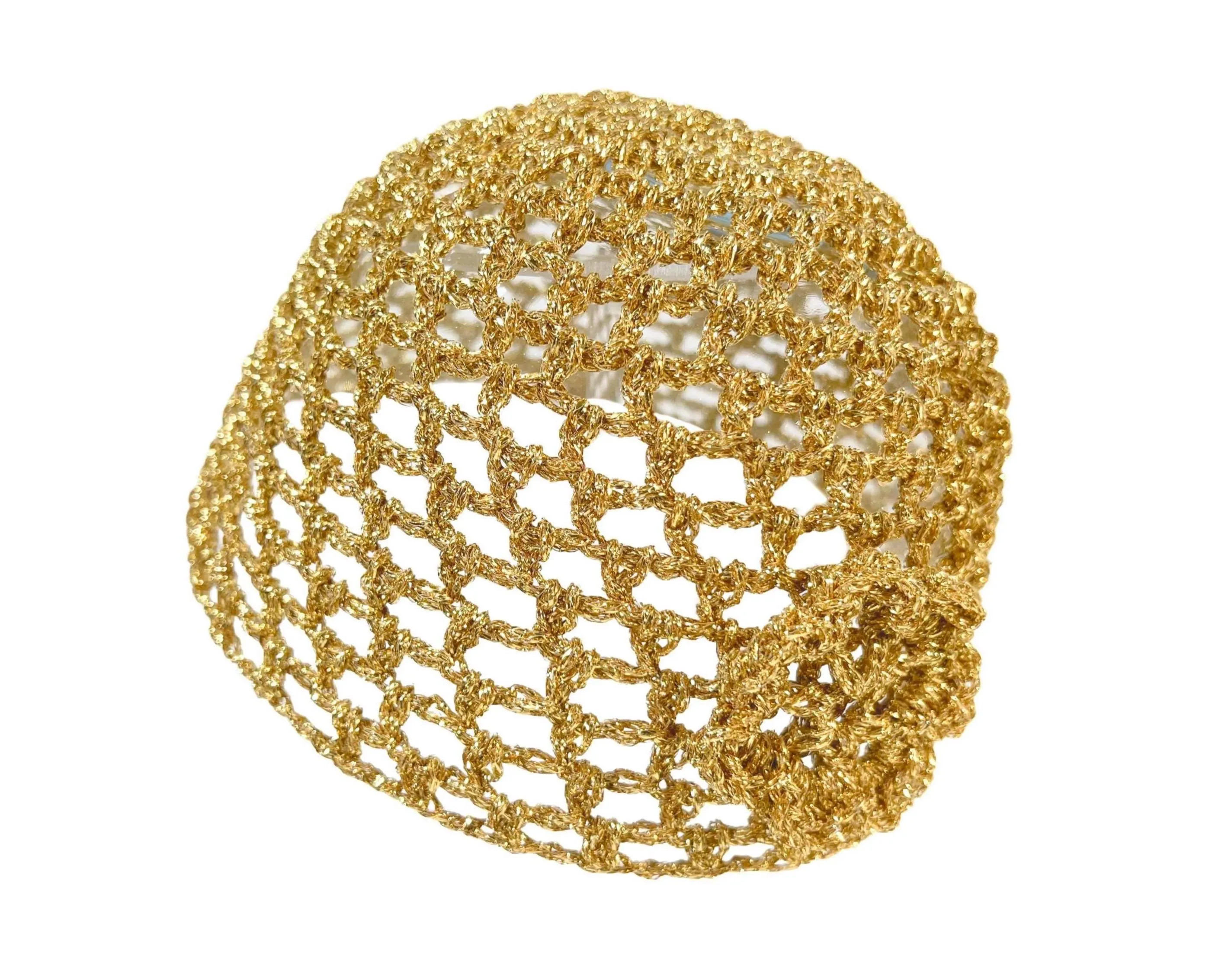 Hand-Crocheted Skull Cap Party Hat w/Flower | GOLD METALLIC | Etsy (Global)