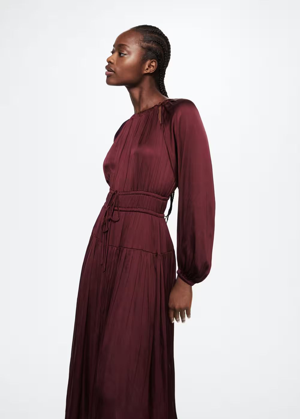 Pleated satin dress -  Women | Mango USA | MANGO (US)