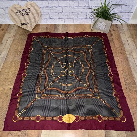 Ralph Lauren Polo Scarf Vtg  Rodeo Houndstooth Equestrian Tartan 100% Silk | Poshmark