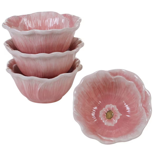 11oz 4pk Earthenware Sweet Bunny Ice Cream Bowls Pink - Certified International | Target