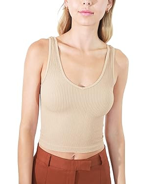 NIKIBIKI Women Seamless Reversible Ribbed Crop Top, Made in U.S.A, One Size | Amazon (US)