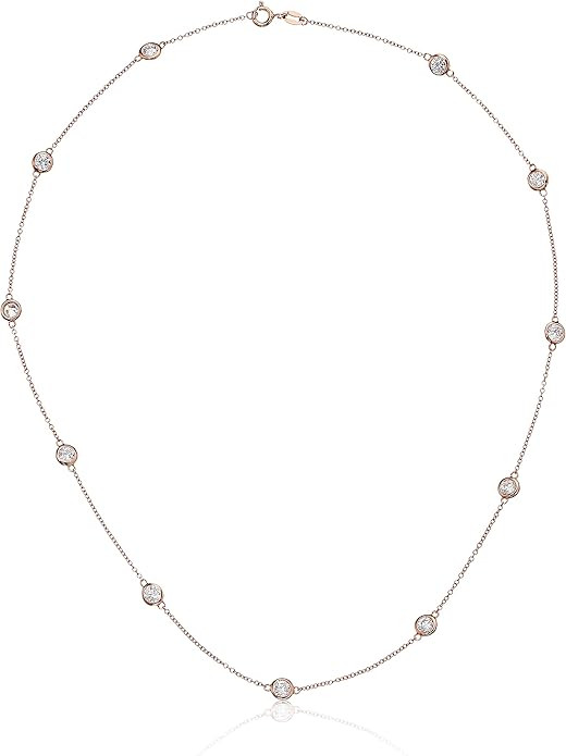 Amazon Collection Platinum or Gold Plated Sterling Silver Station Necklace made with Swarovski Zi... | Amazon (US)