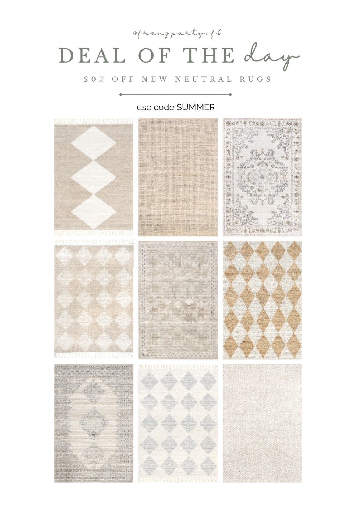 New neutral rugs from RUGS USA! Use code SUMMER to save an extra 20% off!

Area rug, jute rug, diamond rug, living room, bedroom

#LTKsalealert #LTKhome #LTKstyletip