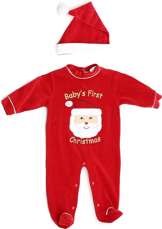 Just Love Christmas Coverall for Baby & Infant with Matching Santa Hat | Amazon (US)