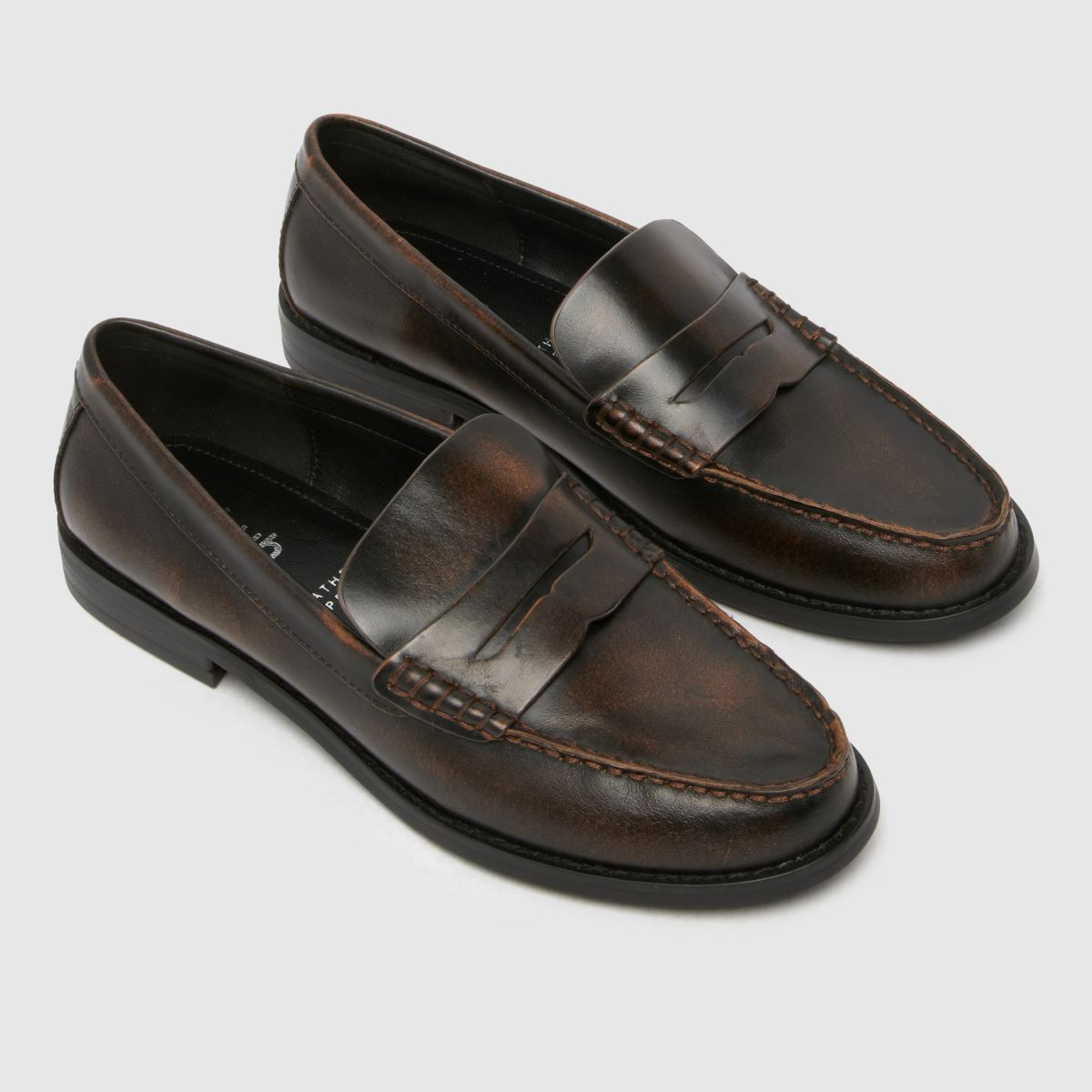 Womens Brown schuh Lillian Leather Penny Loafer Flat Shoes | schuh | Schuh