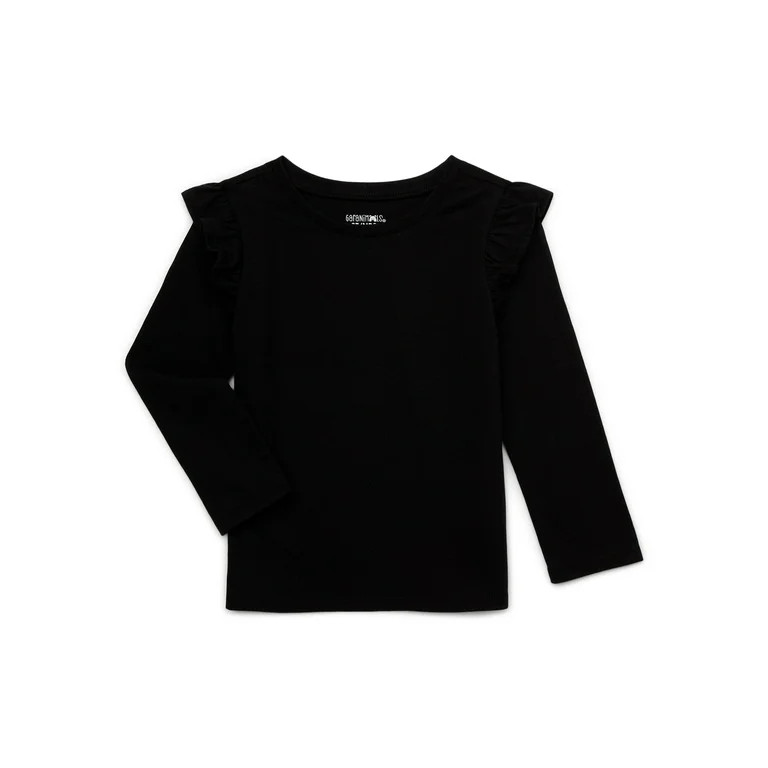 Garanimals Toddler Girl Ruffle Shoulder Top with Long Sleeves, Sizes 18M-5T | Walmart (US)