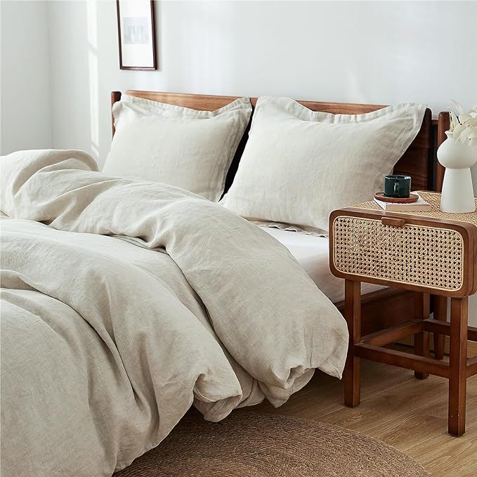 Simple&Opulence 100% Linen Duvet Cover Set 3pcs Basic Style Natural French Washed Flax Solid Colo... | Amazon (US)