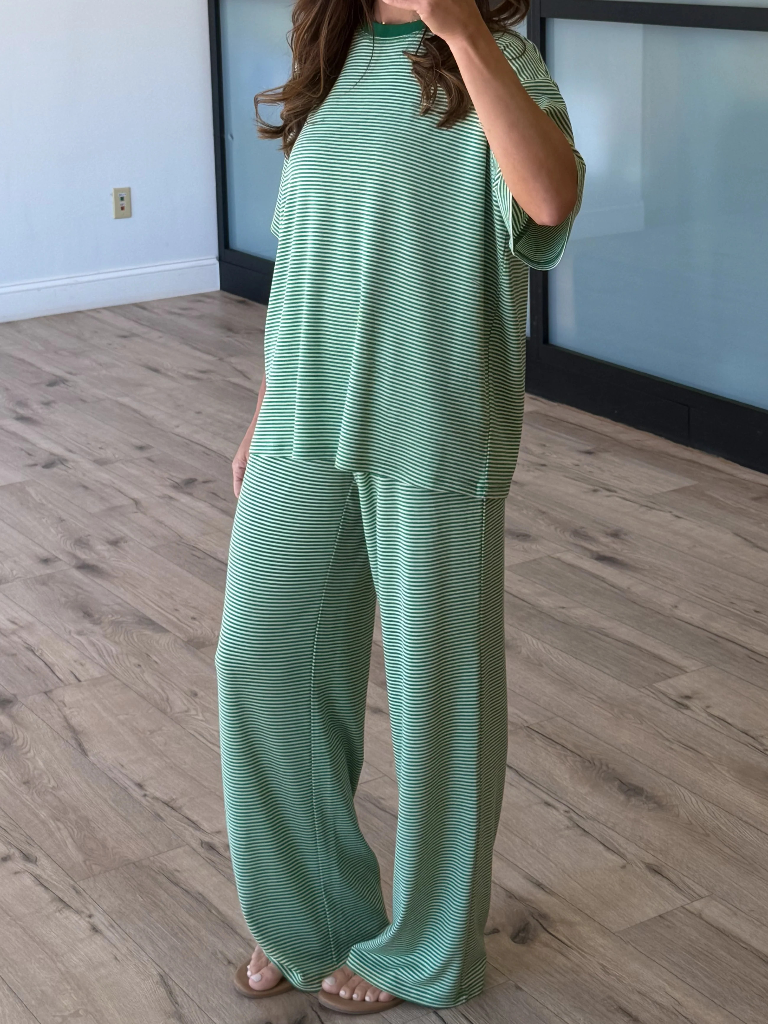On Repeat Stripe Lounge Pants | Emerald | Shop Talulah