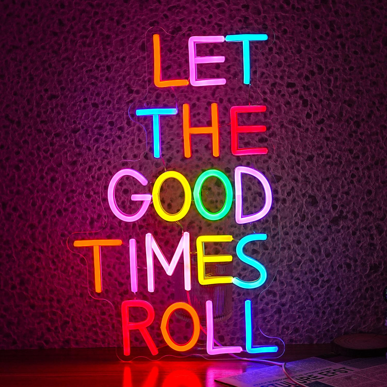 Let The Good Times Roll Neon Sign Good Times Sign Neon Light for Wedding Decor Colorful Words Led... | Amazon (US)
