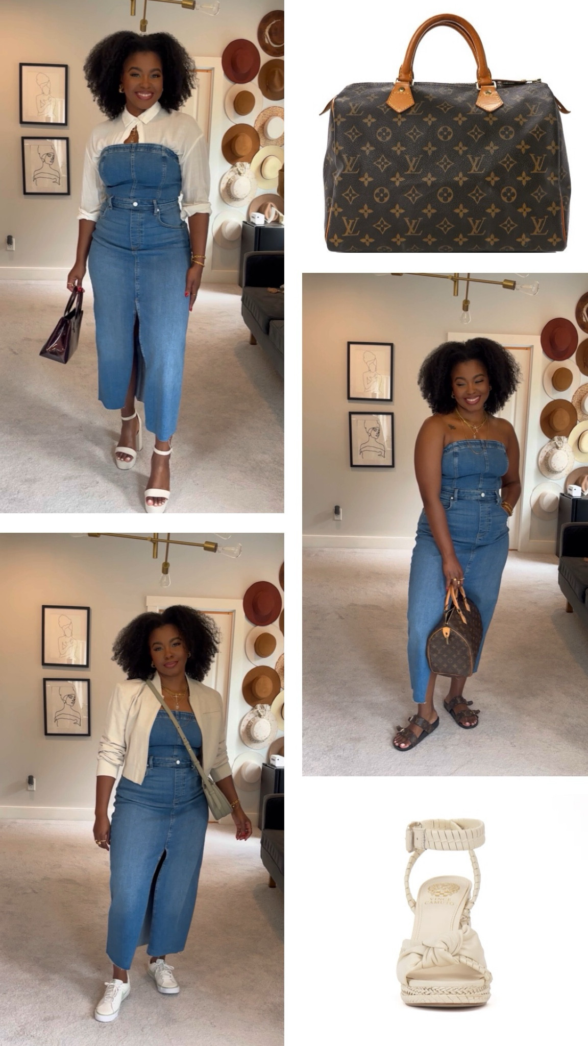 I saw this denim dress in Anthropologie and knew I had to have it. 3 outfits but so many more to put together. 
Size: Medium (has some really great stretch) 


#LTKStyleTip #LTKShoeCrush #LTKMidsize