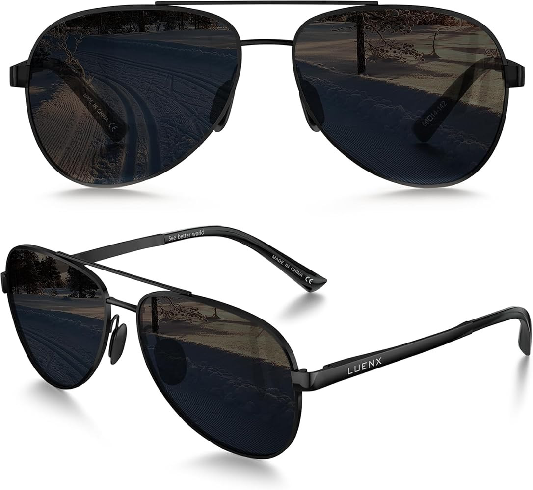 LUENX Aviator Sunglasses for Men Women-Polarized Shades Driving UV 400 Protection 59 MM | Amazon (US)
