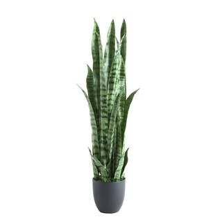 Ejoy 36 in., Artificial Faux Snake Plant with Black Plastic Planter ArtificialSnakePlant_A_1pc - ... | The Home Depot