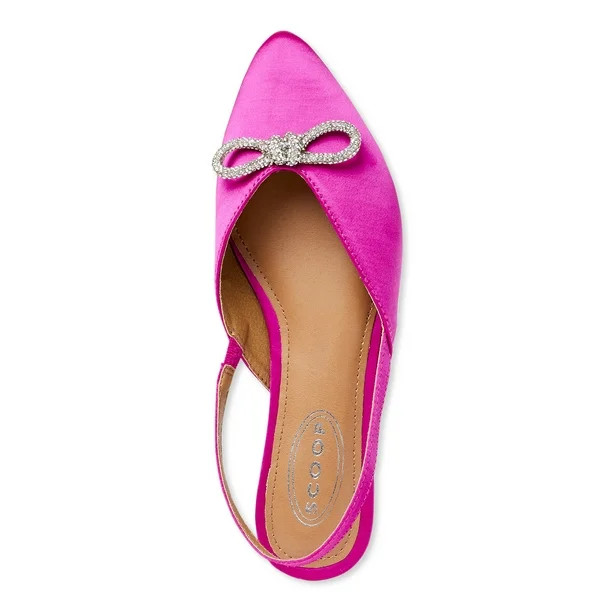 Scoop Women's Satin Embellished Slingback Flats - Walmart.com | Walmart (US)