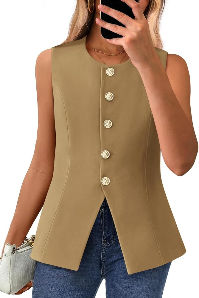 BTFBM Suit Vest Tops For Women Sleeveless Blazer Work Wear | Amazon (US)