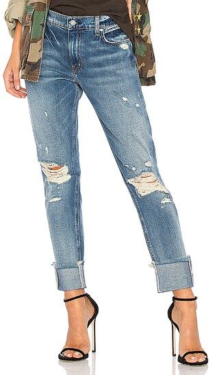 ei8ht dreams Cuffed Slim Boyfriend Jeans in Mid Wash Destroyed | Revolve Clothing (Global)