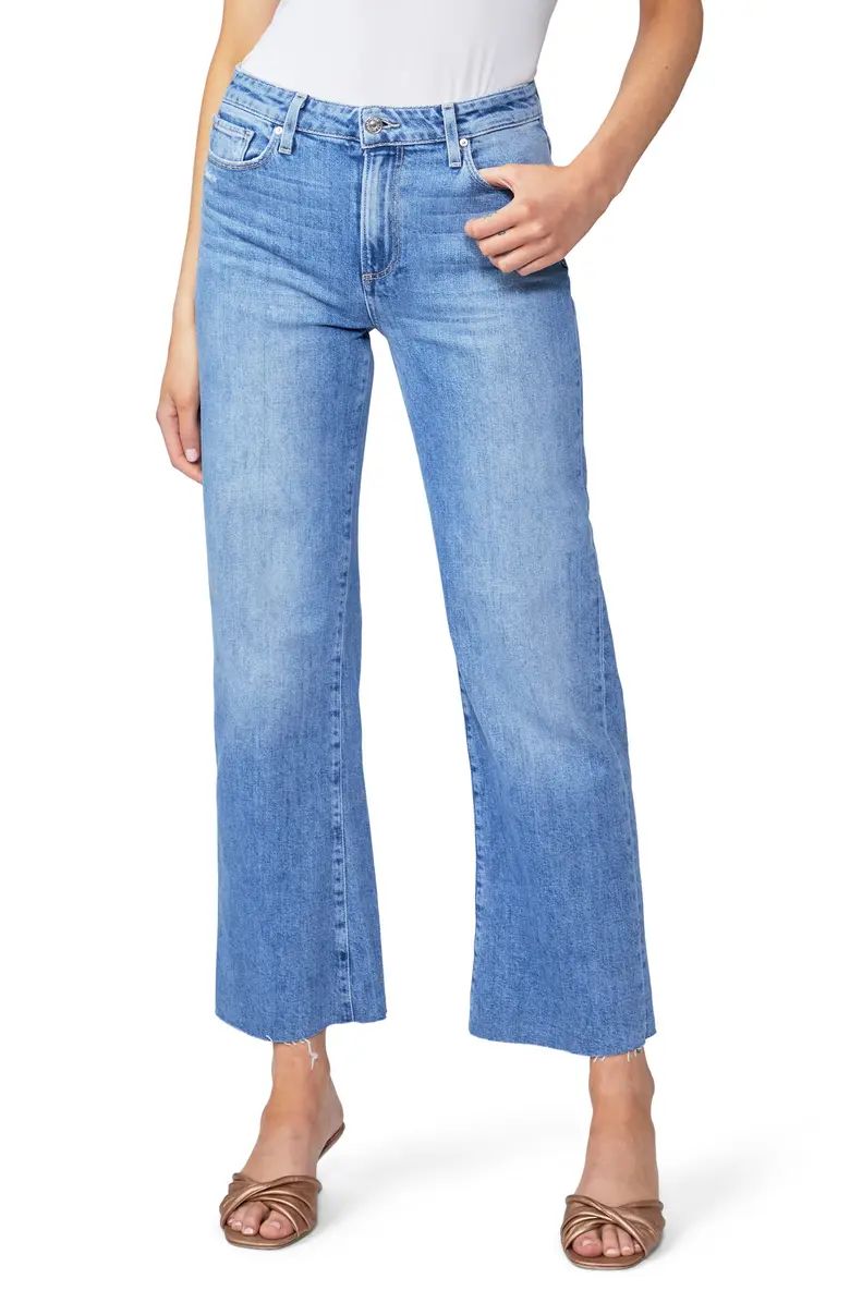 PAIGE Leenah High Waist Raw Hem Wide Leg Ankle Jeans | Nordstrom | Nordstrom