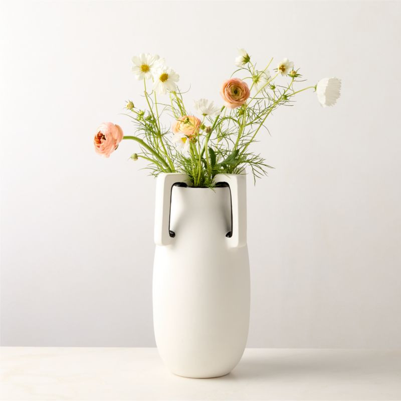 Ethel White and Black Ceramic Vase + Reviews | CB2 | CB2