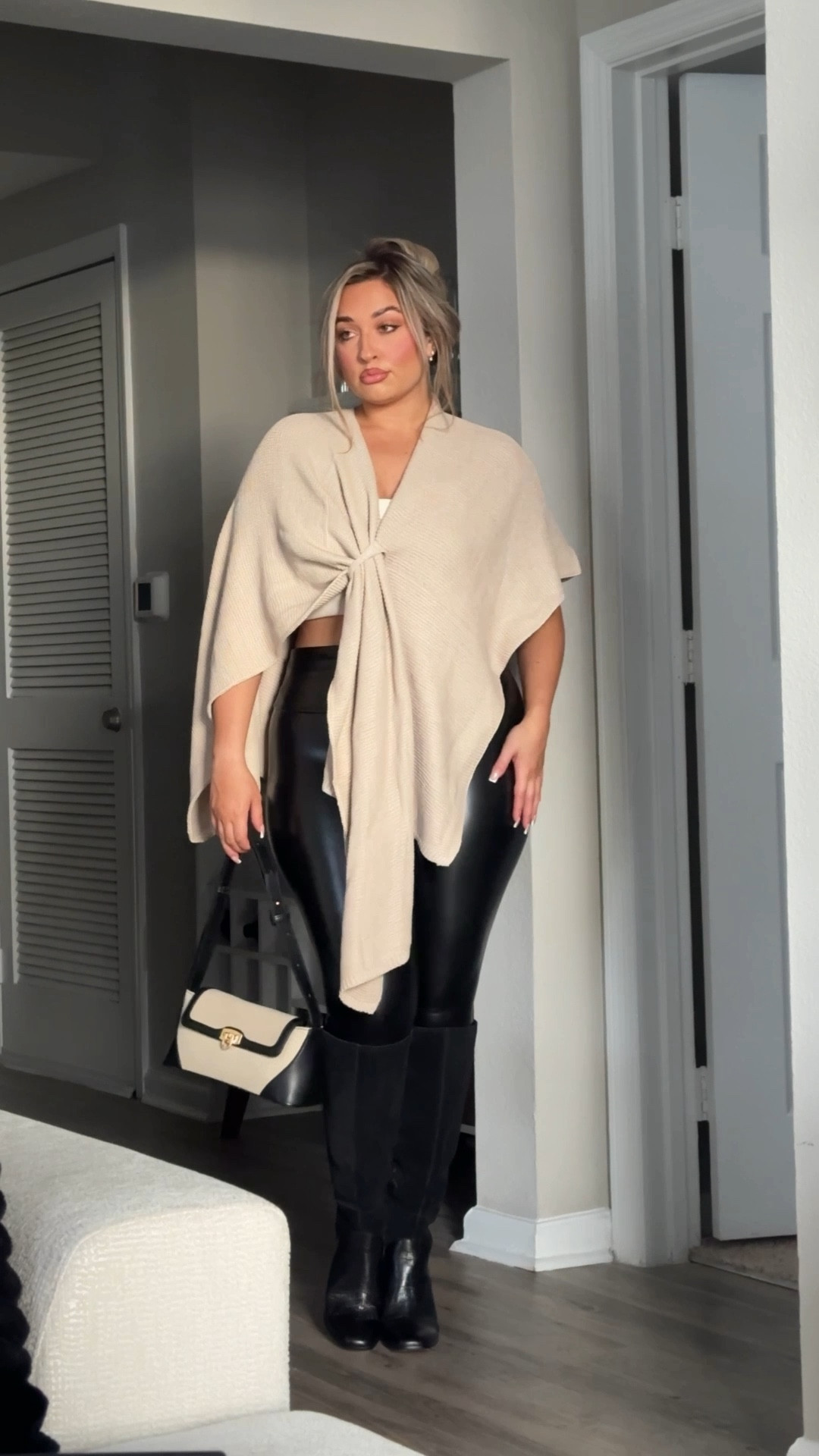 Faux leather leggings styled two ways. So cute for a date night or casual everyday outfit.

Leggings: large
Sweaters: large in both

#LTKStyleTip #LTKFindsUnder50 #LTKMidsize