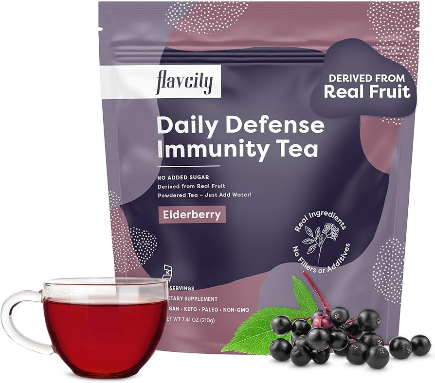 FlavCity Daily Defense Elderberry Immunity Tea with No Added Sugar - Delicious Caffeine-Free Herb... | Amazon (US)