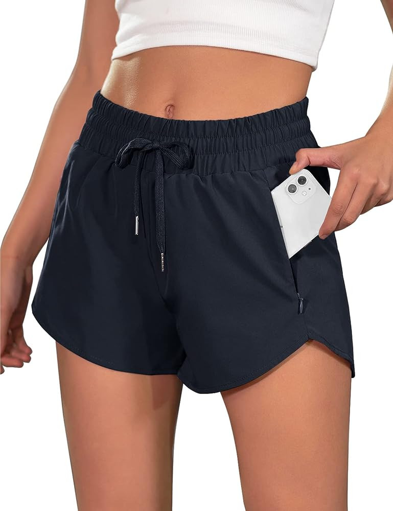BMJL Women's Running Shorts 2.5" High Waisted Athletic Short Summer Gym Workout Short with Zipper... | Amazon (US)