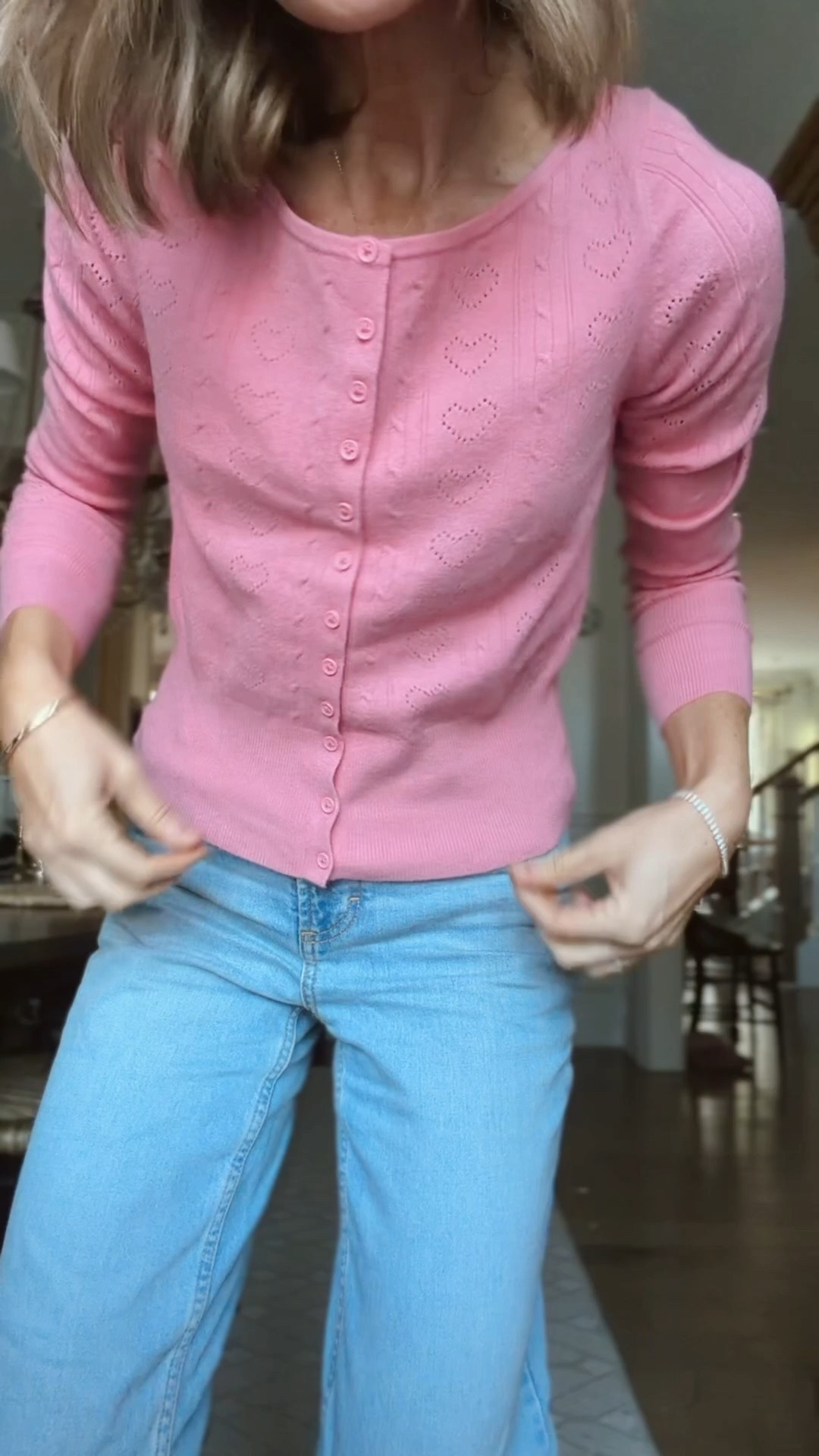 Xs in sweaters 
Sized down to the 0 in the jeans 