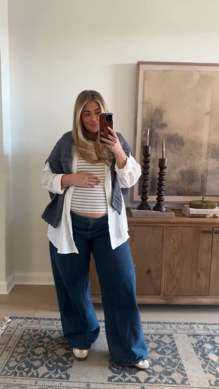 Cute everyday outfit on sale 💙 code: AFKELSEYB 

Button down- XL
Jeans- 34
Tank- large 

#LTKMidsize #LTKSaleAlert