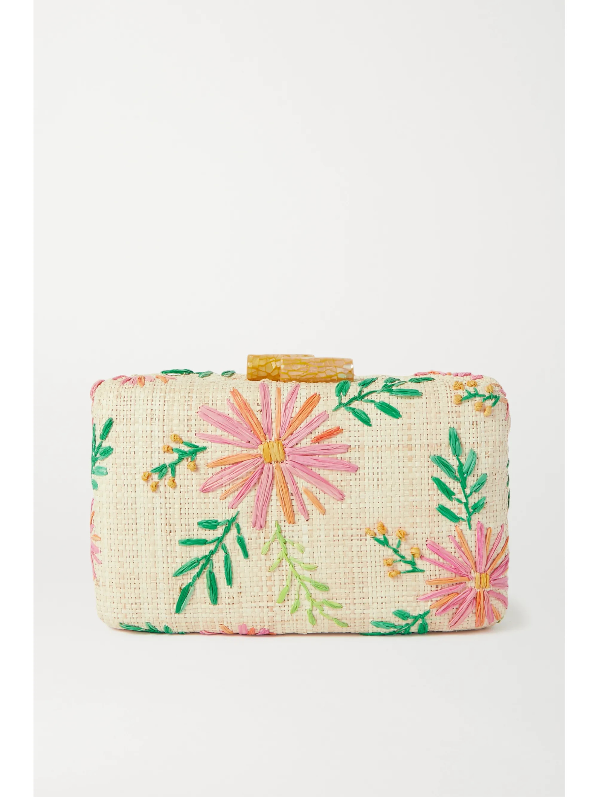 Claire embroidered straw clutch | NET-A-PORTER (US)