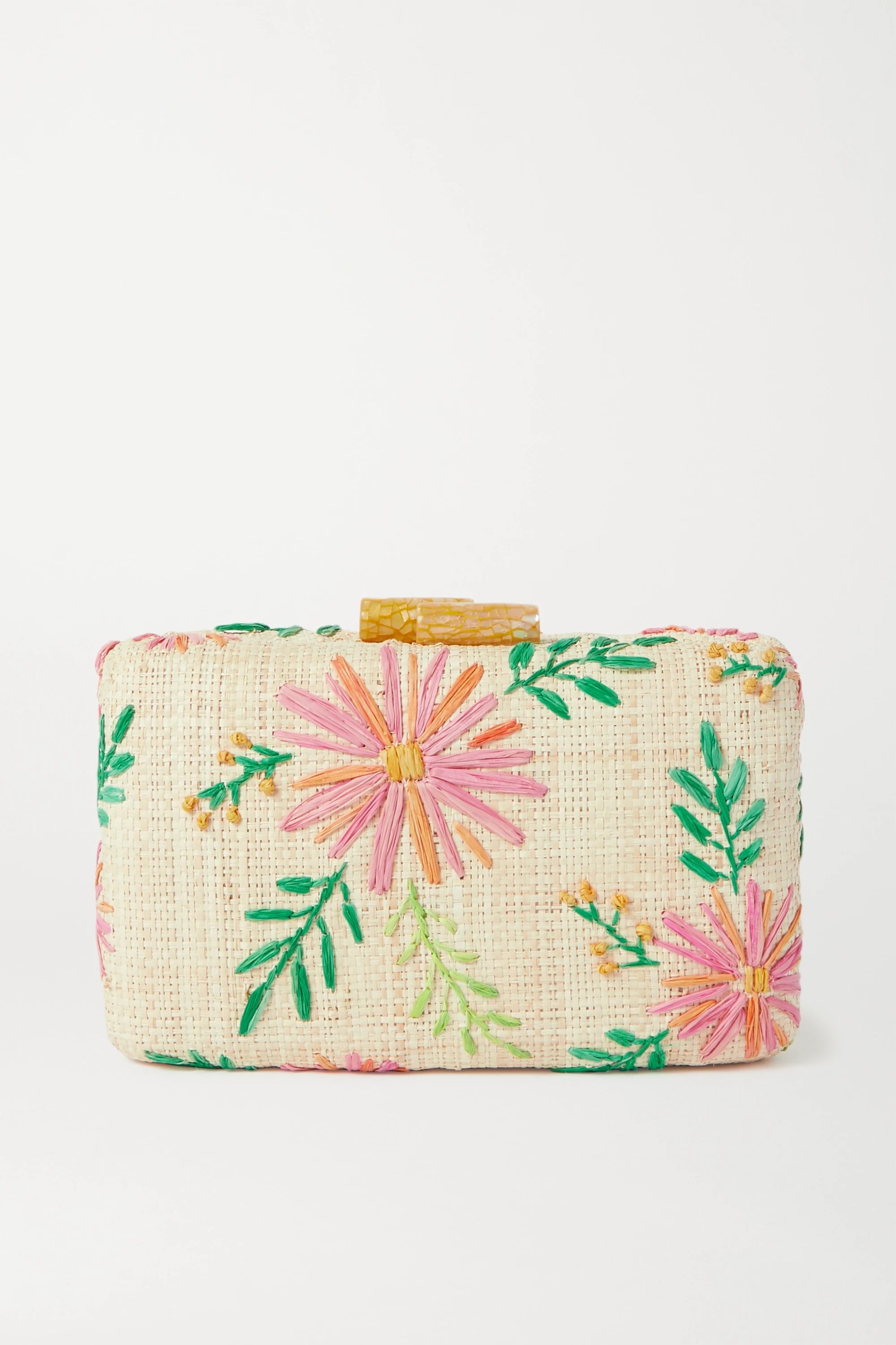 Claire embroidered straw clutch | NET-A-PORTER (US)