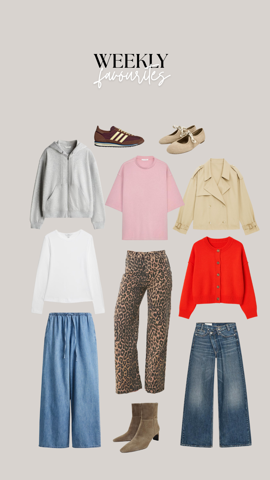 Weekly favourites, autumn, transitional, H&M, M&S, Zara, Boohoo, ASOS, leopard print, jeans, Adidas trainers, suede ballet pumps, boots, short trench coat  

 #LTKFashionMonth #LTKuk #LTKautumn