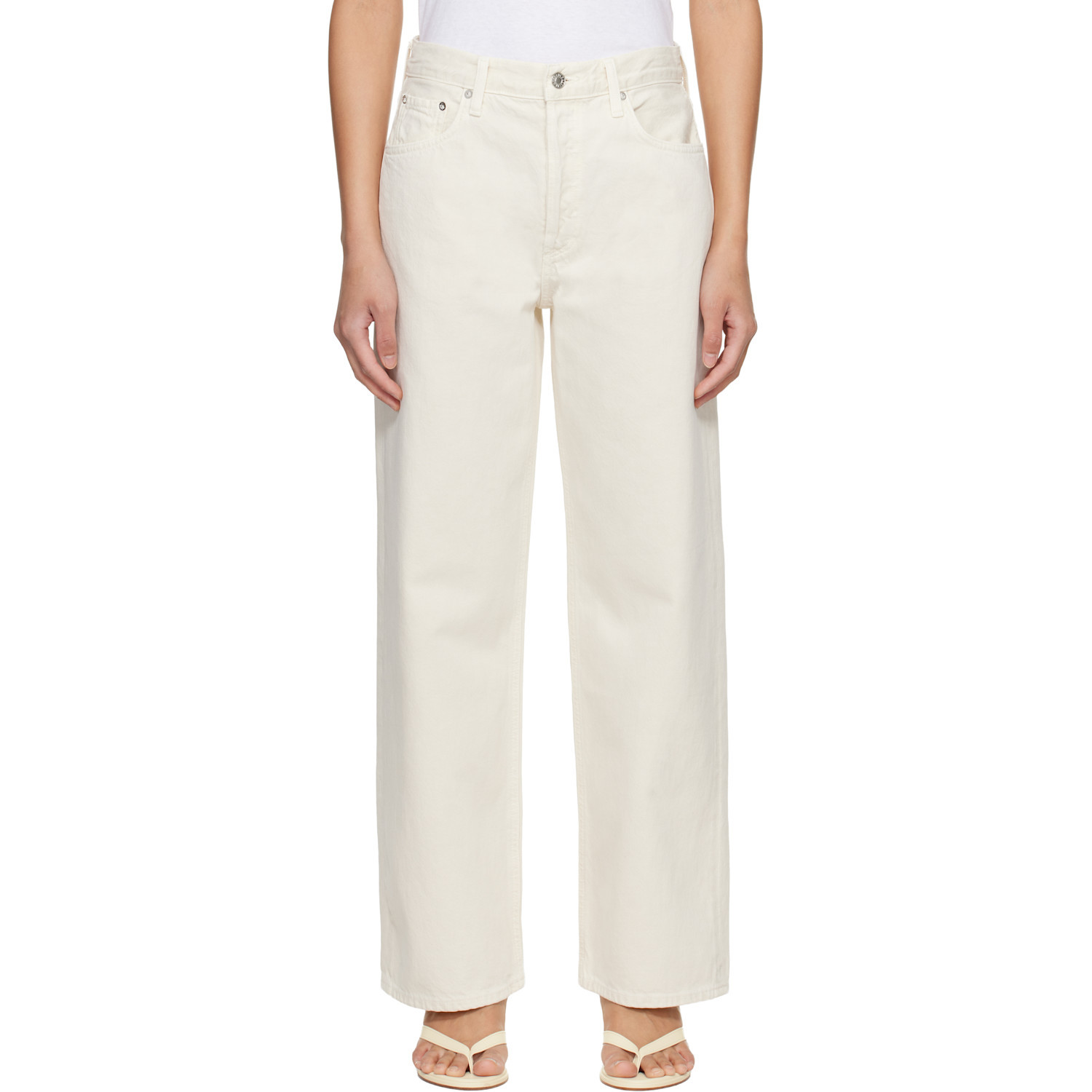 AGOLDE Beige Low Slung Baggy Jeans | SSENSE