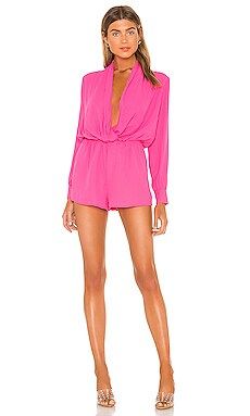 superdown Kaycie Drape Neck Romper in Hot Pink from Revolve.com | Revolve Clothing (Global)