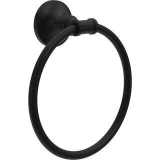 Chamberlain Wall Mount Round Closed Towel Ring Bath Hardware Accessory in Matte Black | The Home Depot