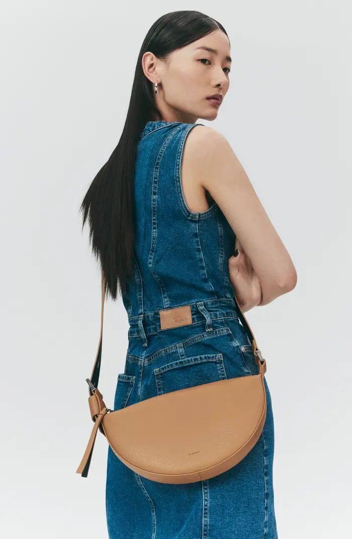 AllSaints Half Moon Leather Crossbody Bag | Nordstrom | Nordstrom