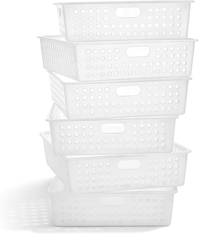 Geetery 6 Pack Classroom Storage Baskets with Handle 14''x10'' Paper Tray Holds A4 Turn in Trays ... | Amazon (US)